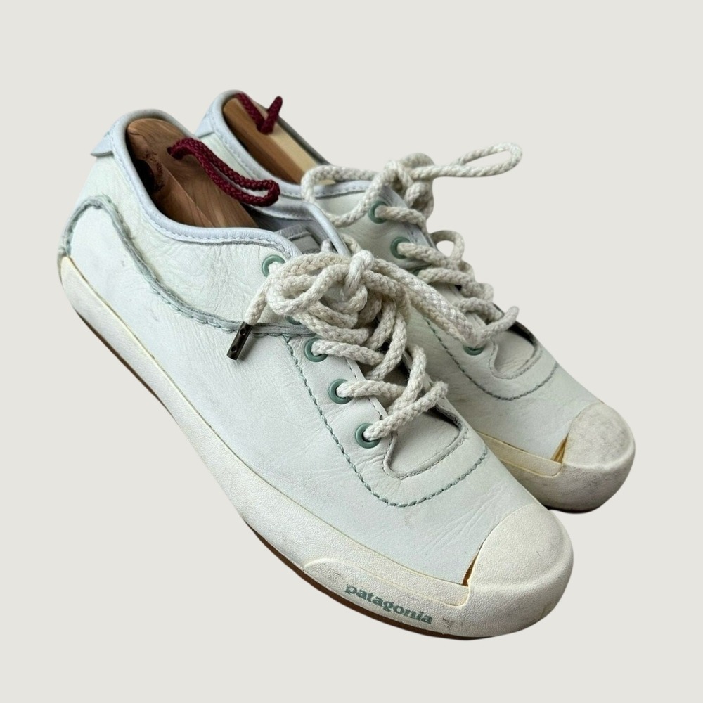 Patagonia Leather Sneakers 7 Light Pale Blue‎ Granola Minimalist Tennis Shoes